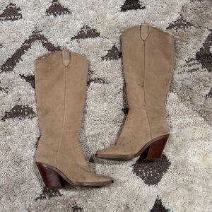 Tan Suede Women's Cowboy Boots